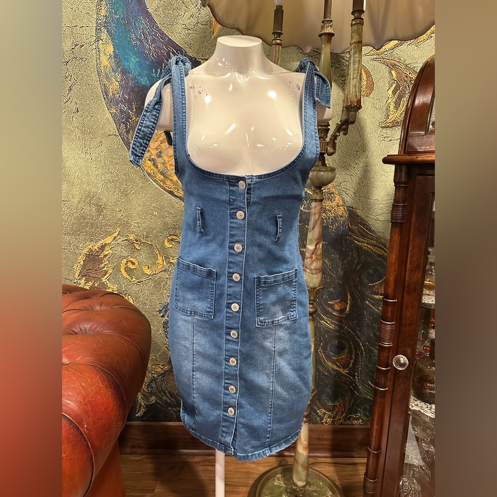 Denim Button-Front Dress